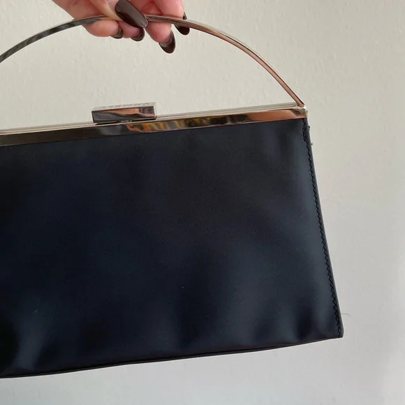 Chic Black Clutch with Silver Accents - Picture 2 of 6